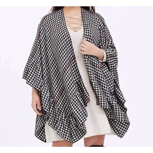 TORRID Black & Red Stripe Ruffle Ruana Sweater One Size